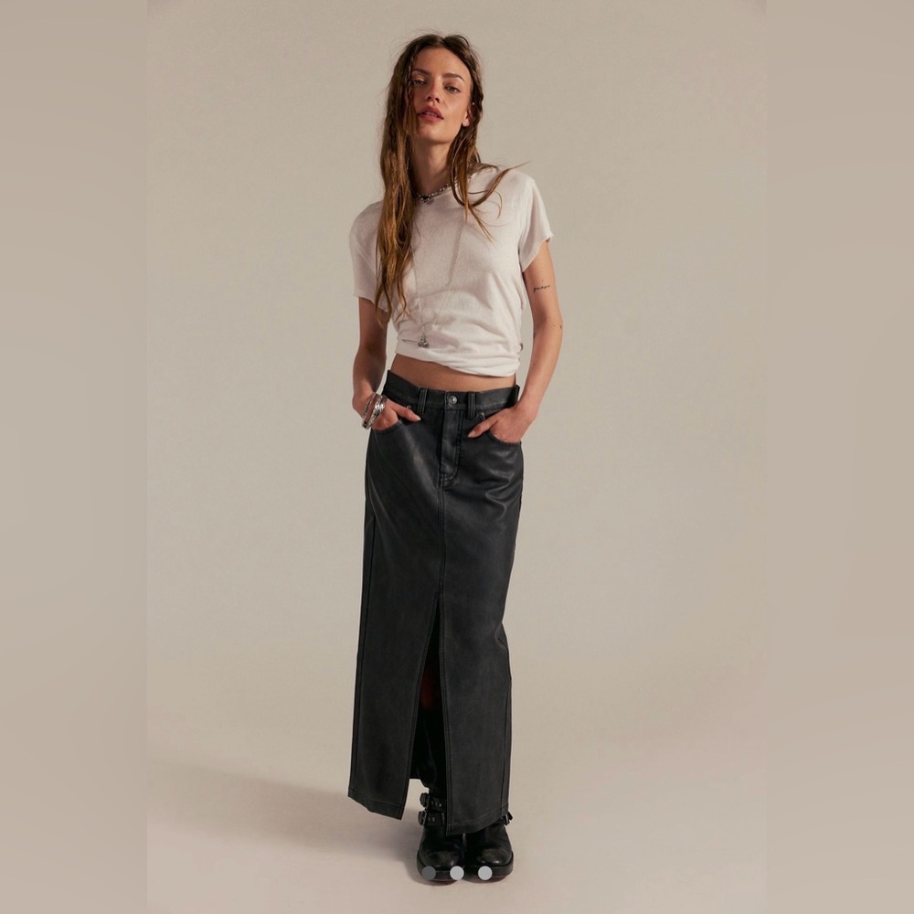 Free People Vegan Leather City Maxi Skirt $128